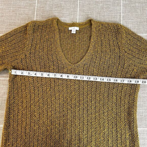 J. Jill Gilded Coin Mustard Yellow Open Knit Sweater Women’s M - Picture 9 of 11
